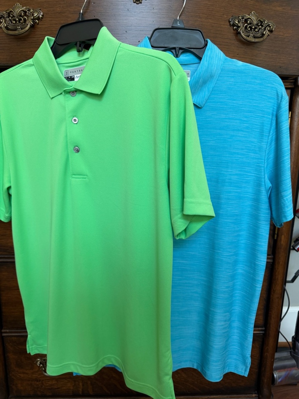 PGA Tour Bright Green and Aqua Blue Men's Polo Set